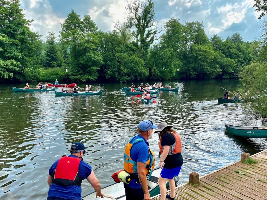 Canoes on the river Usk