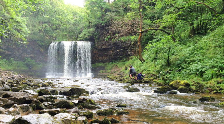 The Sgwd yr Eira Waterfall and the Four Waterfalls Walk, Brecon Beacons